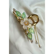 Petek Aksesuar Tasarım Akrilik Çiçek Inci Sallantılı Metal Mandal Toka