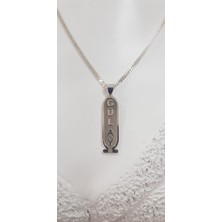 Vogutima Kişiye Özel Unisex Antik Mısır Hiyeroglif Kartuş Isim Kolye Beyaz Renk Gümüş Kolye Sarı ve Roze