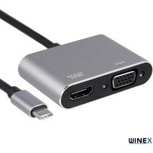 Global 2in1 Type-C To 4K HDMI + VGA Çevirici ve Dönüştürücü Adaptör WNE0119