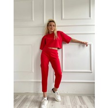 Key Moda Kadın Crop Bluz ve Kalem Pantolon Ikili Takım