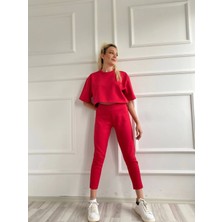 Key Moda Kadın Crop Bluz ve Kalem Pantolon Ikili Takım