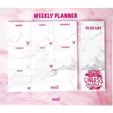 Masaüstü Haftalık Planlayıcı Defter Model Pembe Mermer