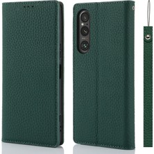 Cool-M Sony Xperia 1 V Litchi Doku Inek Deri Telefon Kılıf Stand Cüzdan Flip Kapak Kayış (Yurt Dışından)