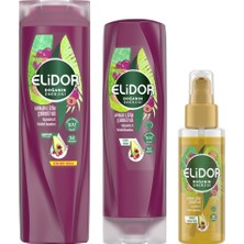 Elidor Avokado ve Üzüm Çekirdeği Yağı Şampuan 400 ml + Saç Kremi 350 ml + Serum Bakım Yağı 80 ml