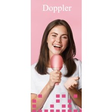 Doppler Rainbow Pembe Karaoke Mikrofonu Ledli Ses Değiştirme Özellikli Işıklı Yeni