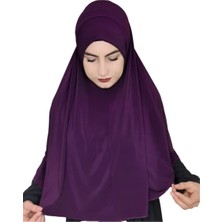 R&S Modibone Tek Parca Pratik Büyük Hazır Eşarp  Hijap Mürdüm Renk Namaz Örtüsü