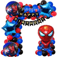 Parti Station Renkli Spiderman Örümcek Adam Balon Seti 20 Adet Folyo ve Lateks Balon Doğum Günü