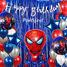 Parti Station Spiderman Örümcek Adam Balon Set Balon Folyo Set Spiderman  Konsept Doğum Günü Set Yaş Balon