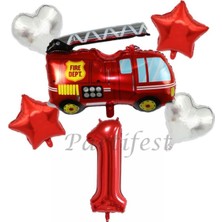 Parti Station Itfaiye Balon Set Fireman Folyo Balon Set Konsept Doğum Günü Set Yaş Balon