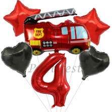 Parti Station Itfaiye Balon Set Fireman Folyo Balon Set Konsept Doğum Günü Set Yaş Balon