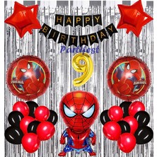 Parti Station Spiderman Örümcek Adam Balon Set Balon Folyo Set Spiderman  Konsept Doğum Günü Set 9 Yaş Balon