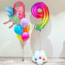 Parti Station Peri Kızı Balon Set Peri Kızı Folyo Balon Set Konsept Doğum Günü Set 9 Yaş Balon