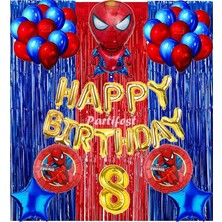 Parti Station Spiderman Örümcek Adam Balon Set Balon Folyo Set Spiderman  Konsept Doğum Günü Set 8 Yaş Balon