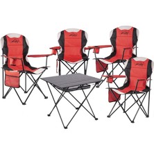 Evolite Katlanır Kamp Masası + 4 Adet Evolite Katlanır Kamp Sandalyesi Bahçe Balkon Piknik Takımı