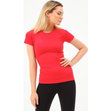 Zinde LIFE P-007899-KADIN Seamless  (Dikişsiz) Yumuşak Dokulu Spor Kısa Kol T-Shirt-Kırmızı