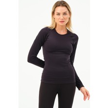 Zinde LIFE P-007900-KADIN Seamless (Dikişsiz) Yumuşak Dokulu Spor Uzun Kol T-Shirt-Siyah