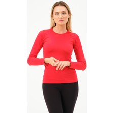 Zinde LIFE P-007900-KADIN Seamless (Dikişsiz) Yumuşak Dokulu Spor Uzun Kol T-Shirt-Kırmızı