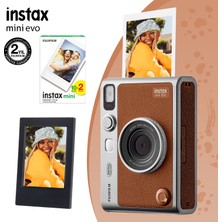 Instax Mini Evo Kahverengi Fotoğraf Makinası 20LI Film ve Çerçeve