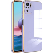 Case World Xiaomi Redmi Note 10 Kapak Kamera Korumalı Lazer Kesim Lüx Silikon Kılıf - Lila