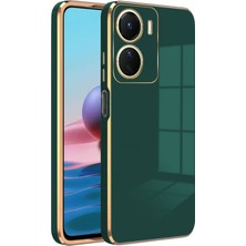 Case World Vivo Y16 Kapak Kamera Korumalı Lazer Kesim Lüx Silikon Kılıf - Yeşil