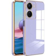 Case World Vivo Y16 Kapak Kamera Korumalı Lazer Kesim Lüx Silikon Kılıf - Lila