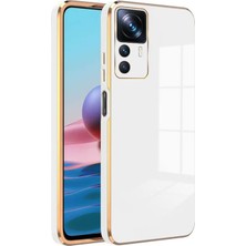 Caseart Xiaomi Mi 12T Kapak Kamera Korumalı Lazer Kesim Lüx Silikon Kılıf -Beyaz