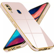 Caseart Samsung Galaxy A20 Kapak Kamera Korumalı Lazer Kesim Lüx Silikon Kılıf - Rose Gold