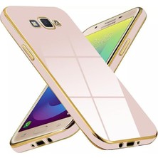 Case World Samsung Galaxy J7 Core Kapak Kamera Korumalı Lazer Kesim Lüx Silikon Kılıf - Rose Gold