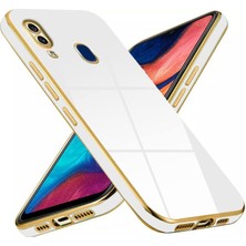 Caseart Samsung Galaxy A20 Kapak Kamera Korumalı Lazer Kesim Lüx Silikon Kılıf -Beyaz