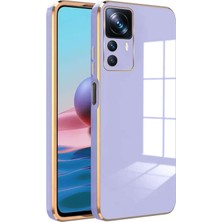 Caseart Xiaomi Mi 12T Pro Kapak Kamera Korumalı Lazer Kesim Lüx Silikon Kılıf - Lila