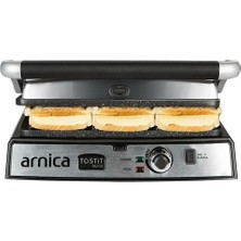 Arnica 6 Dilim Kapasiteli Granit 2000 W 5 Isı Kademeli Yağ Hazneli Tost Makinesi, Inox