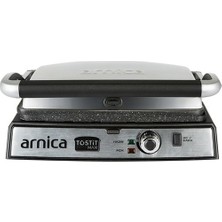 Arnica 6 Dilim Kapasiteli Granit 2000 W 5 Isı Kademeli Yağ Hazneli Tost Makinesi, Inox