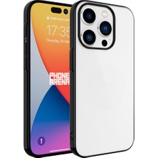 noktaks - Apple iPhone 15 Pro Max - Kılıf Sert PC Renkli Çerçeveli Riksos Kapak - Siyah