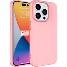 CoverZone iPhone 15 Pro ile Uyumlu Kılıf Kadife Iç Yüzey Silikon Z-Mara Lansman Vieri Kılıf Pembe Açık