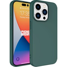 CoverZone iPhone 15 Pro Max ile Uyumlu Kılıf Kadife Iç Yüzey Silikon Z-Mara Lansman Vieri Kılıf Koyu Yeşil