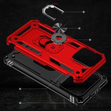 CoverZone iPhone 15 Pro Max ile Uyumlu Kılıf Z-Vega Shockproof Standlı Yüzük Tutuculu Mega Case Kapak Kırmızı