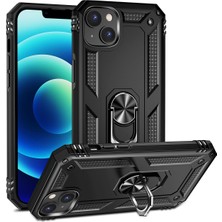 Case 4U Apple iPhone 15 Plus Uyumlu Kılıf Çift Katmanlı Yüzüklü Manyetik Vega Kapak  Siyah