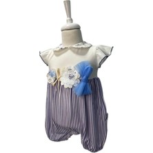Babydola 12734 Kız Bebek Çiçek Nakışlı Mavi Romper
