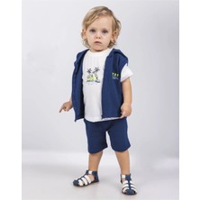 Tuffy Kids TFB23-8509 Erkek Bebek Yelekli Lacivert Üçlü Takım