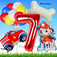 Parti Station Paw Patrol Marshall Itfaiyeci Köpek Konsept 7 Yaş Doğum Günü Parti Balon Set Paw Patrol Kemik Balon