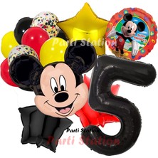 Parti Station Mickey Mouse 5 Yaş Doğum Günü Parti Balon Seti Fare Mickey Mouse Konsept Balon Seti
