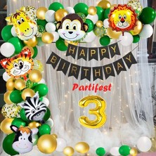 Parti Station Safari Hayvanlar 3 Yaş Balon Set Safari Konsept Helyum Balon Set Safari Doğum Günü Set