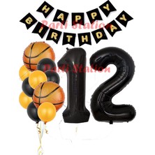 Parti Station Basketbol Konsept 12 Yaş Balon Set Basketbol Tema Doğum Günü Balon Seti