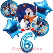 Parti Station Sonic Konsept 6 Yaş Balon Seti Mavi Renkli 6 Adet Folyo Balon