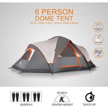 Begin Power Mobihome Domehike 6 Kişilik Otomatik Çadır-Gri