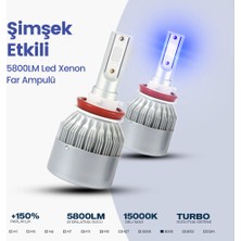 C9 C6 LED Xenon Far Ampulü Şimşek Etkili 5800LM Chip On Board 10000K Deli Mavi 9006