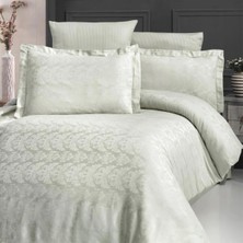 Maxstyle Jakarlı Saten Elsa Çağla Yeşili Çift Kişilik Nevresim Takımı
