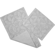 Fialka Banyo Paspas 2'li Çiçek Desenli Açık Gri