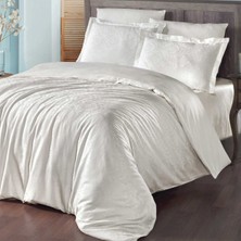 Maxstyle Jakarlı Saten Soho Krem Çift Kişilik Nevresim Takımı