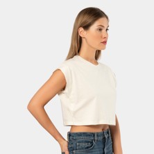 Wtshirt Türen Kadın Vatka Görünümlü Crop T-Shirt